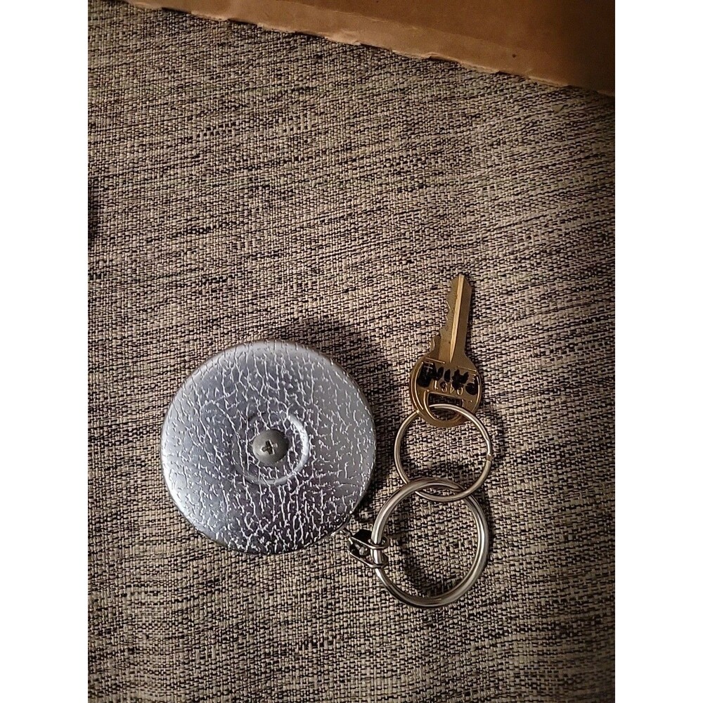 Vintage Key-Bak Retractable Key Chain Stainless With Belt Clip Chrome